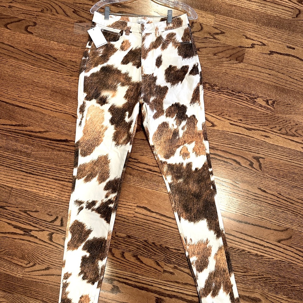 We Wore What Cowprint skinny slit pants
